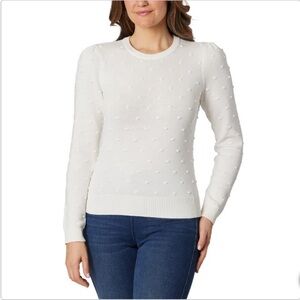 NWT Draper James Women's Textured Long Sleeve Relaxed Fit Crewneck Sweater IVORY